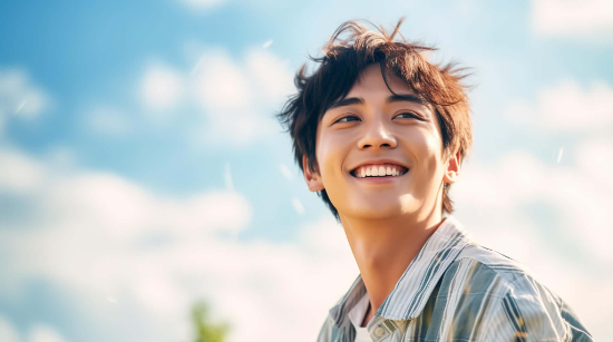 横向きに生えた親知らずを抜いて笑顔の男性