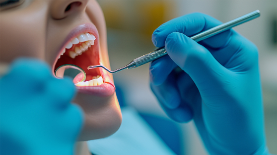 後戻りを起こし歯科医院を受診する女性