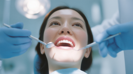 インビザラインのアライナーが浮くため歯科医院を受診する女性